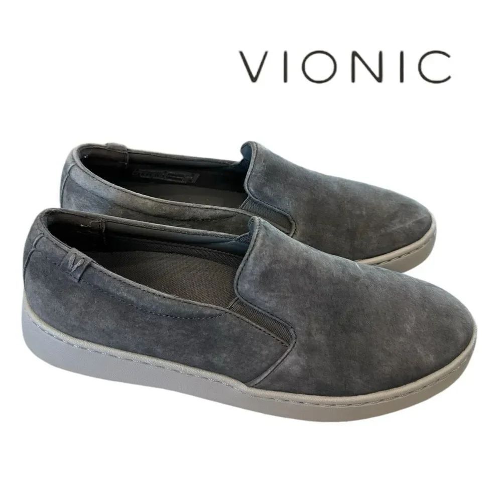 VIONIC PRO Avery Women's Grey Suede Leather Slip-on Loafers Sneakers 7